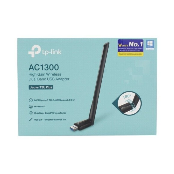 TP-LINK Archer T3U Plus 1300Mbps Wireless Dual-Band USB Adapter - Black - Picture 1 of 3